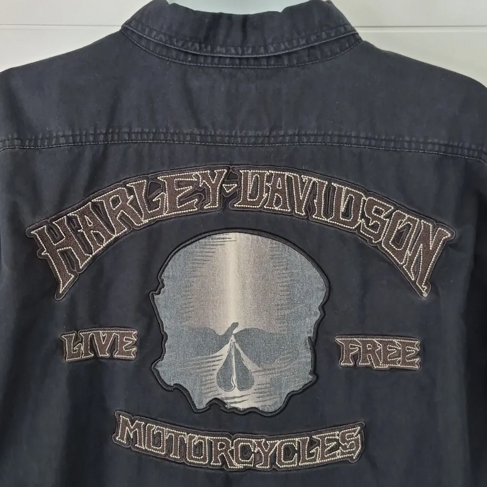 Harley-Davidson Black Long Sleeve Shirt Willie G Embroidered L - Picture 2 of 7